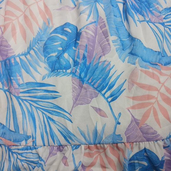 Pink Lily Women's Large Blue Tropical Chiffon Spaghetti Strap Dress - Picture 2 of 5